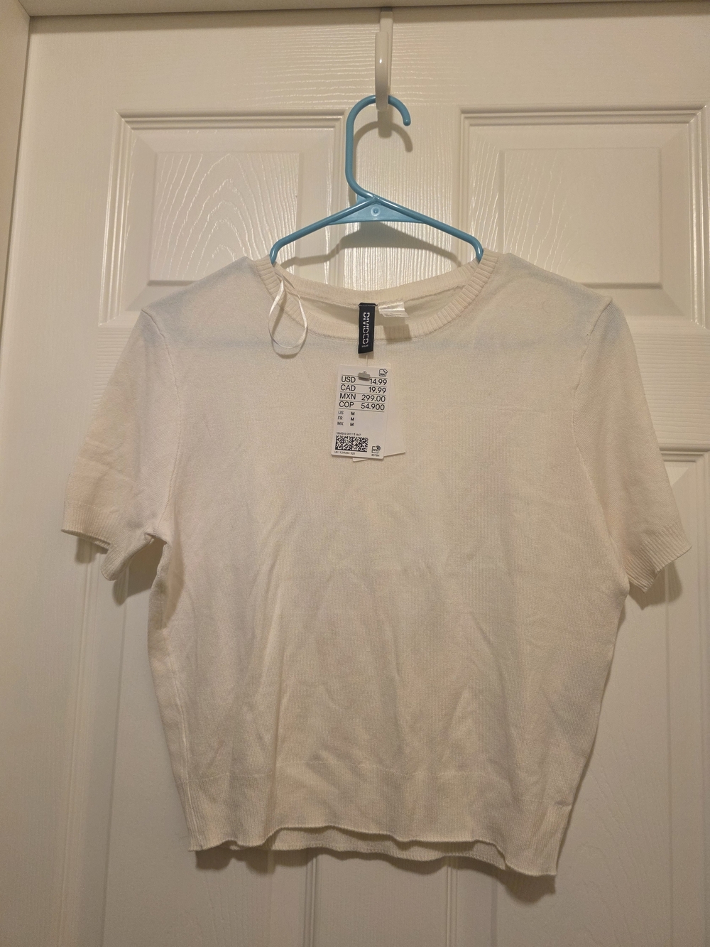 H&M Cream Short-Sleeve Knit Tee